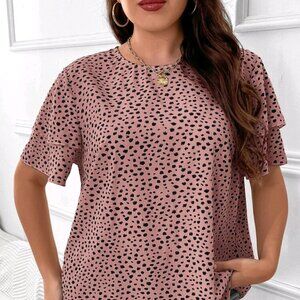 Dalmatian Print Butterfly Sleeve Blouse